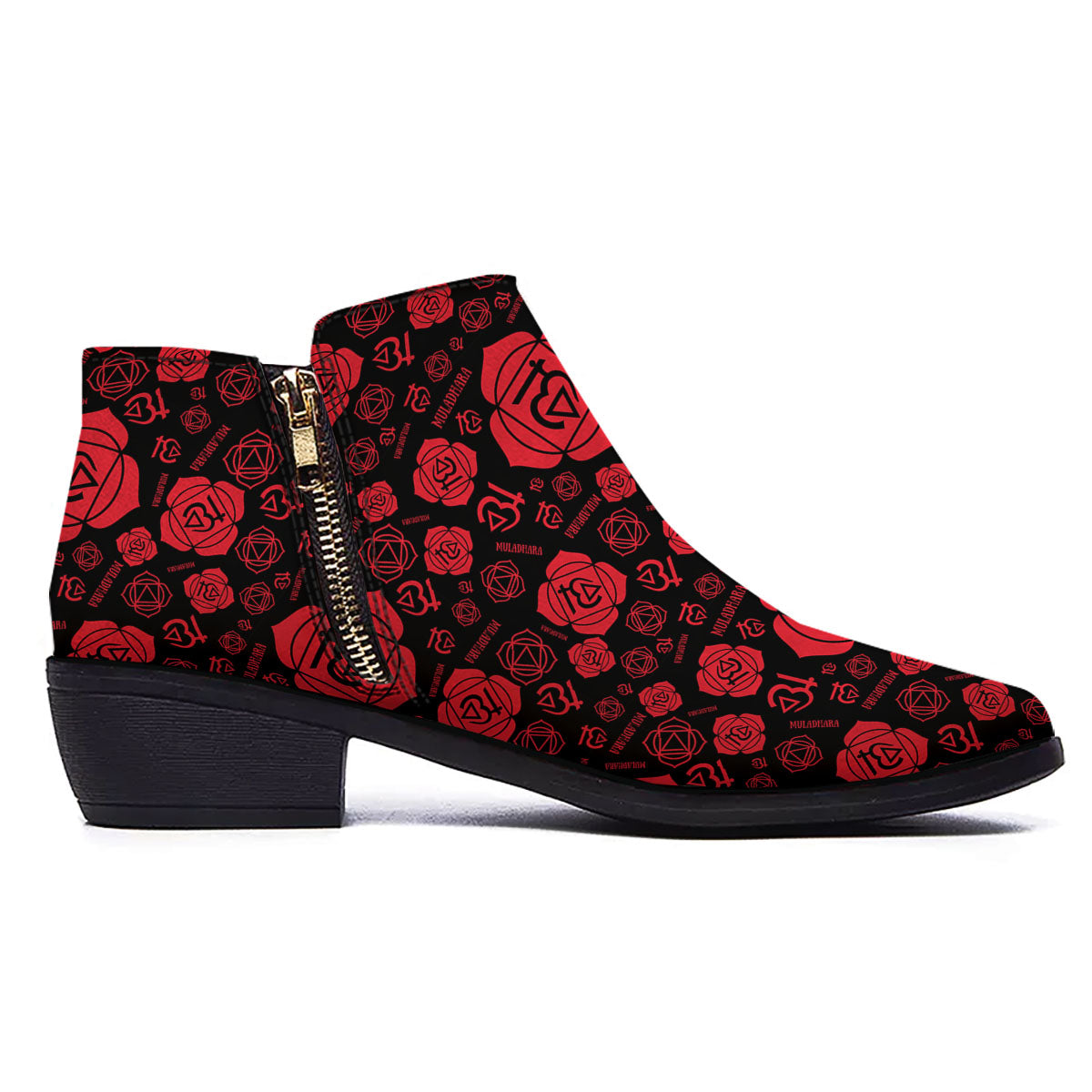 Chakra Muladhara Chakra Pattern Ankle Boots-grizzshop