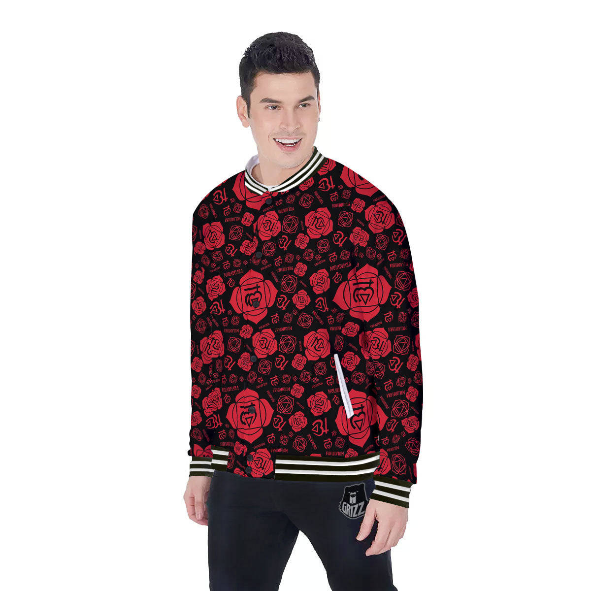 Chakra Muladhara Chakra Pattern Baseball Jacket-grizzshop