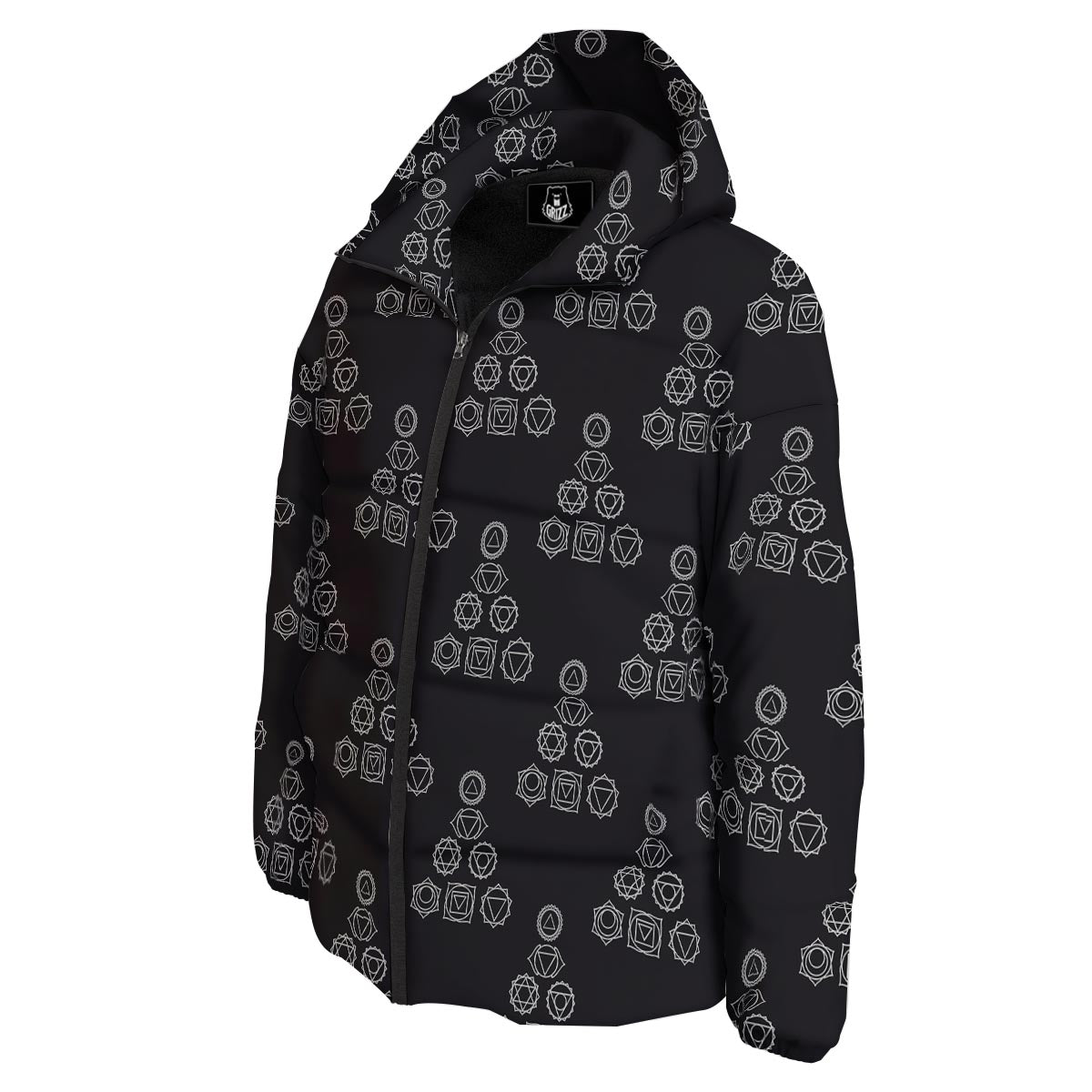 Chakra Sahasrara Print Pattern Down Jacket-grizzshop
