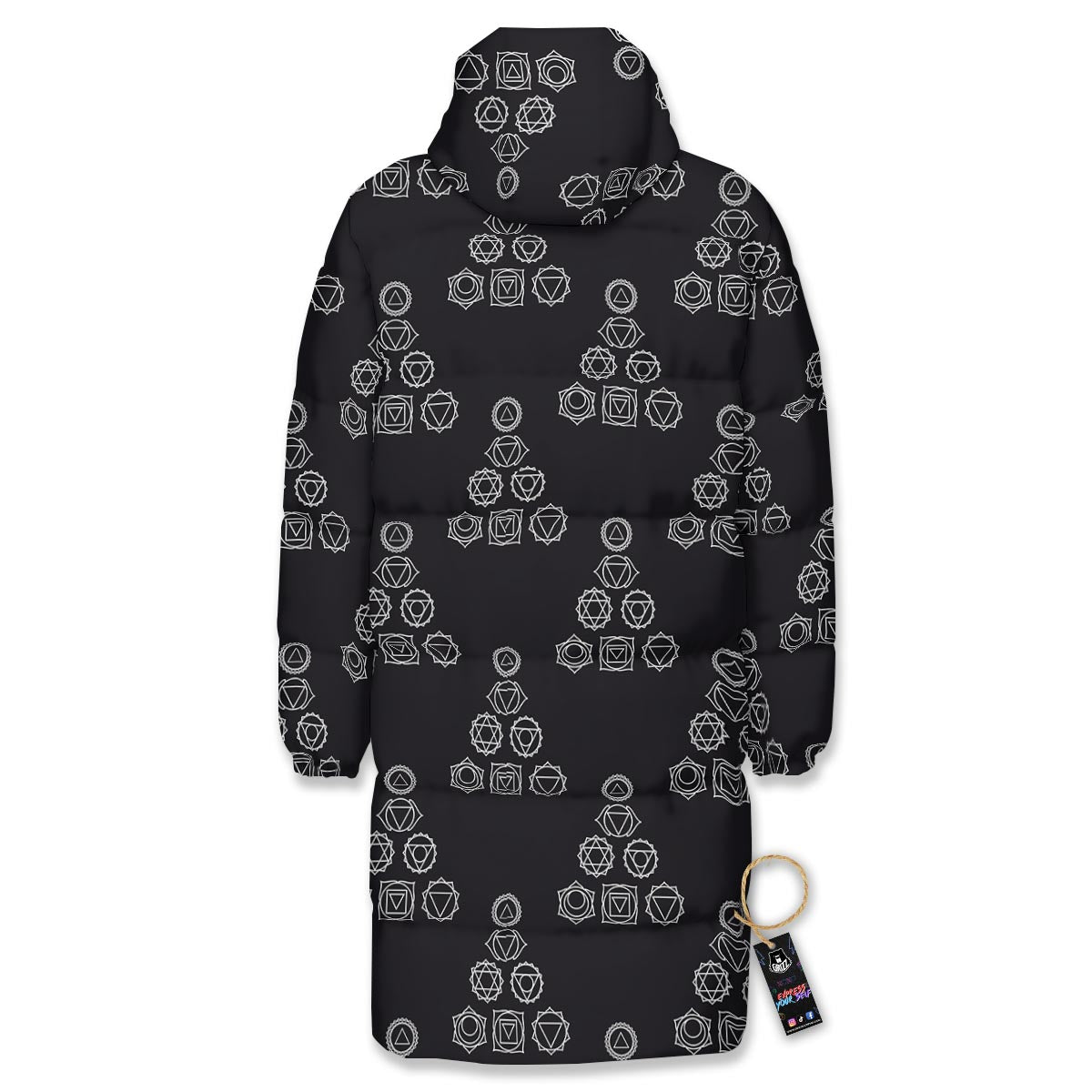 Chakra Sahasrara Print Pattern Long Down Jacket-grizzshop