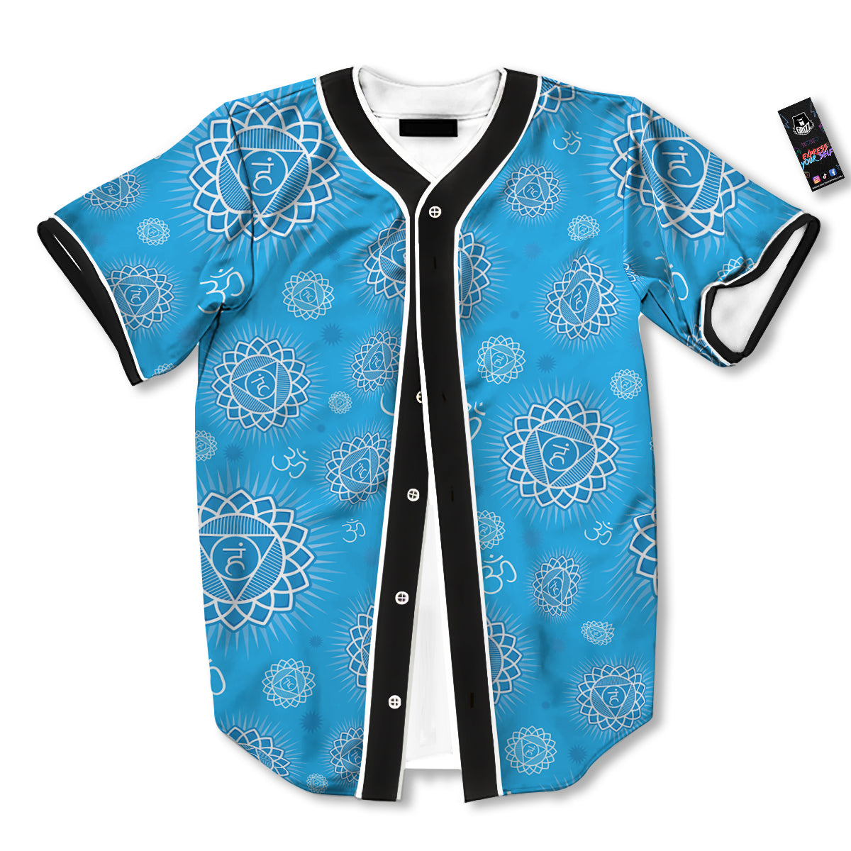 Chakra Vishuddha Print Pattern Baseball Jersey-grizzshop
