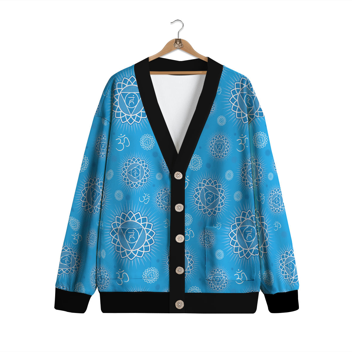 Chakra Vishuddha Print Pattern Cardigan-grizzshop