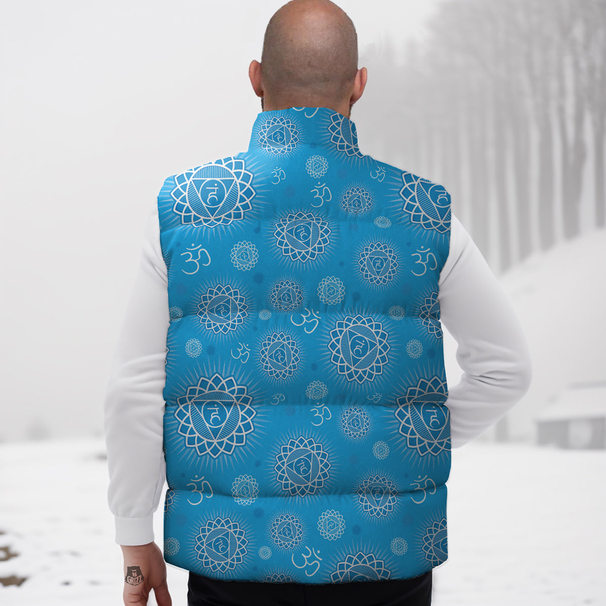 Chakra Vishuddha Print Pattern Down Vest-grizzshop
