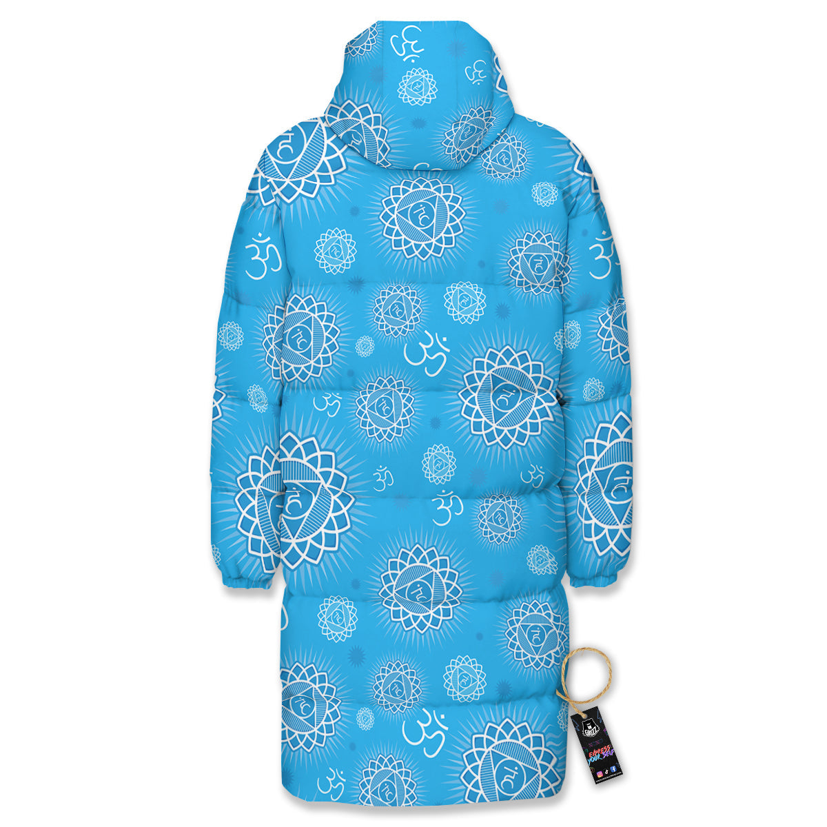 Chakra Vishuddha Print Pattern Long Down Jacket-grizzshop