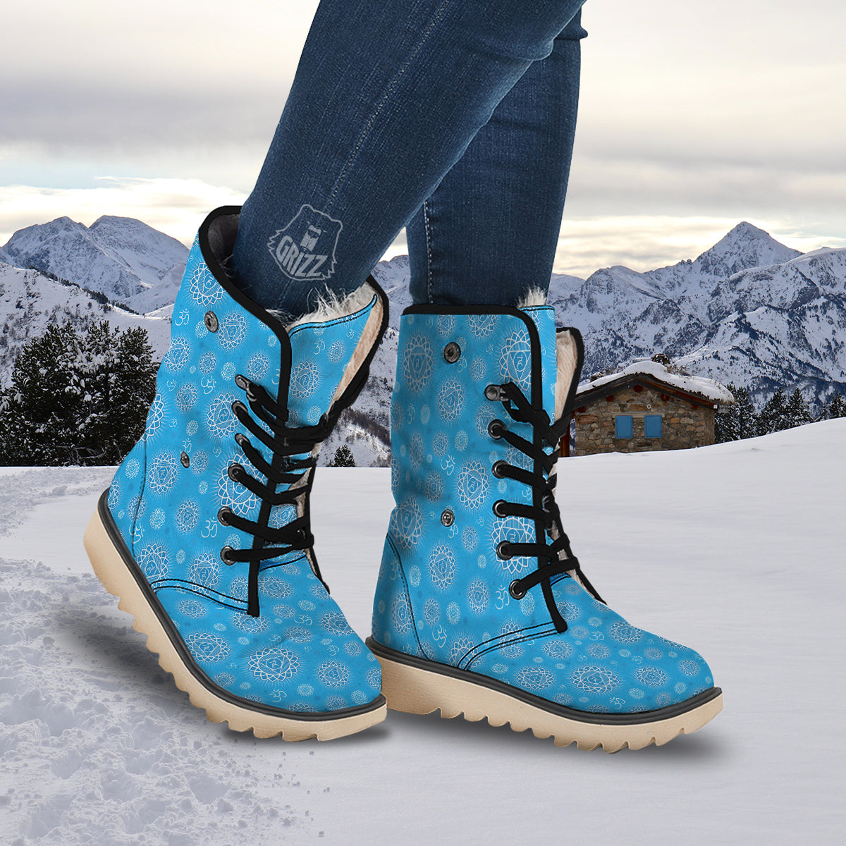 Chakra Vishuddha Print Pattern Snow Boots-grizzshop