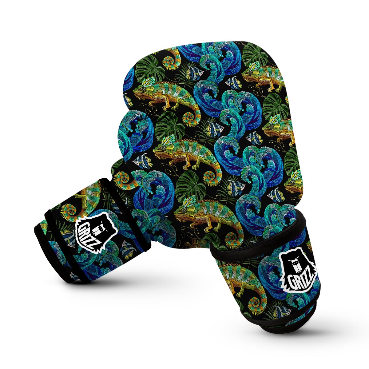 Chameleon Pattern Print Boxing Gloves-grizzshop
