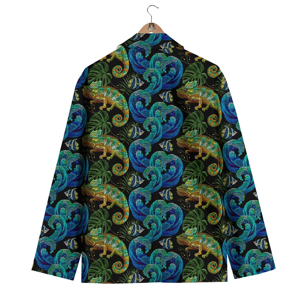 Chameleon Pattern Print Men's Blazer-grizzshop