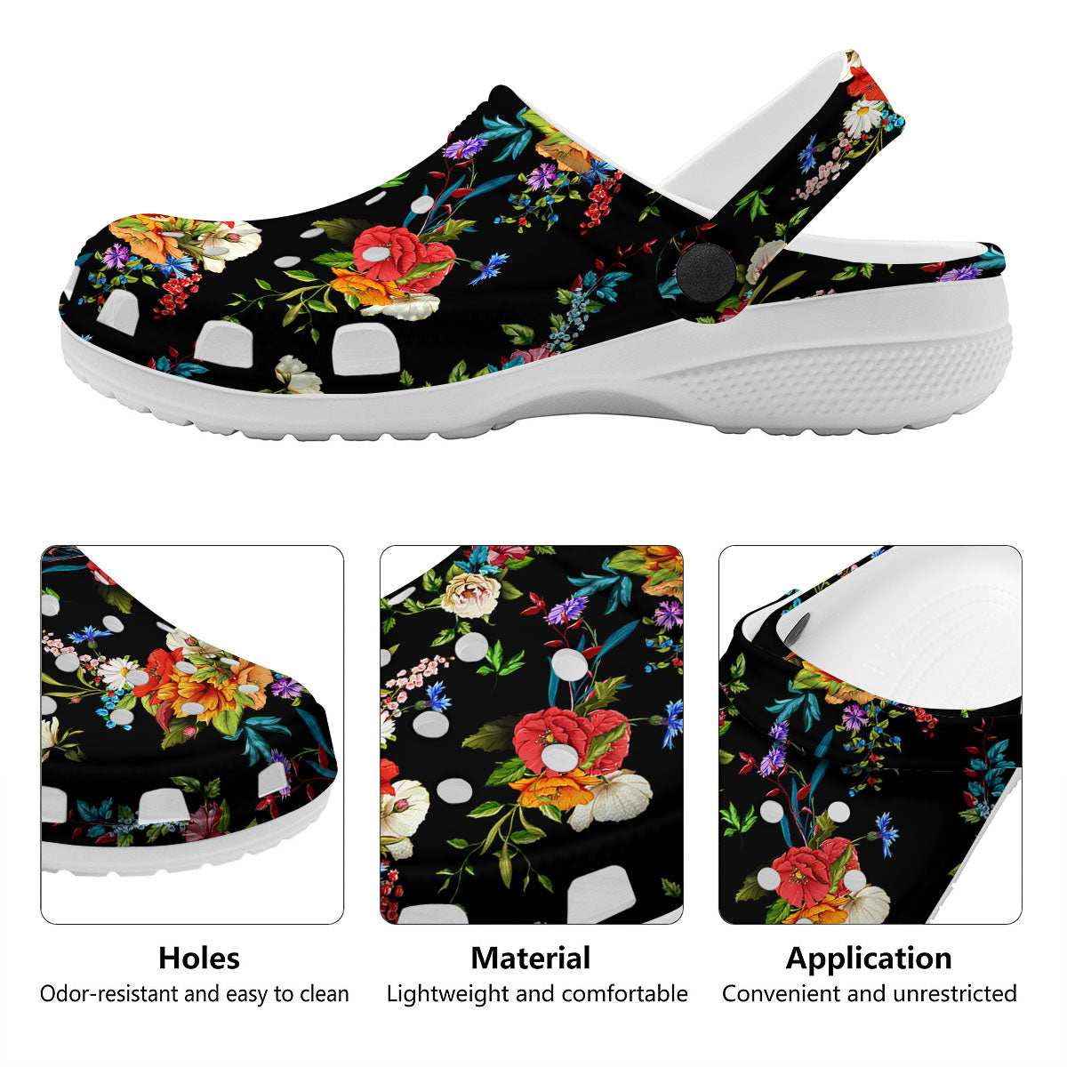 Chamomile And Poppy Print Pattern Clog-grizzshop