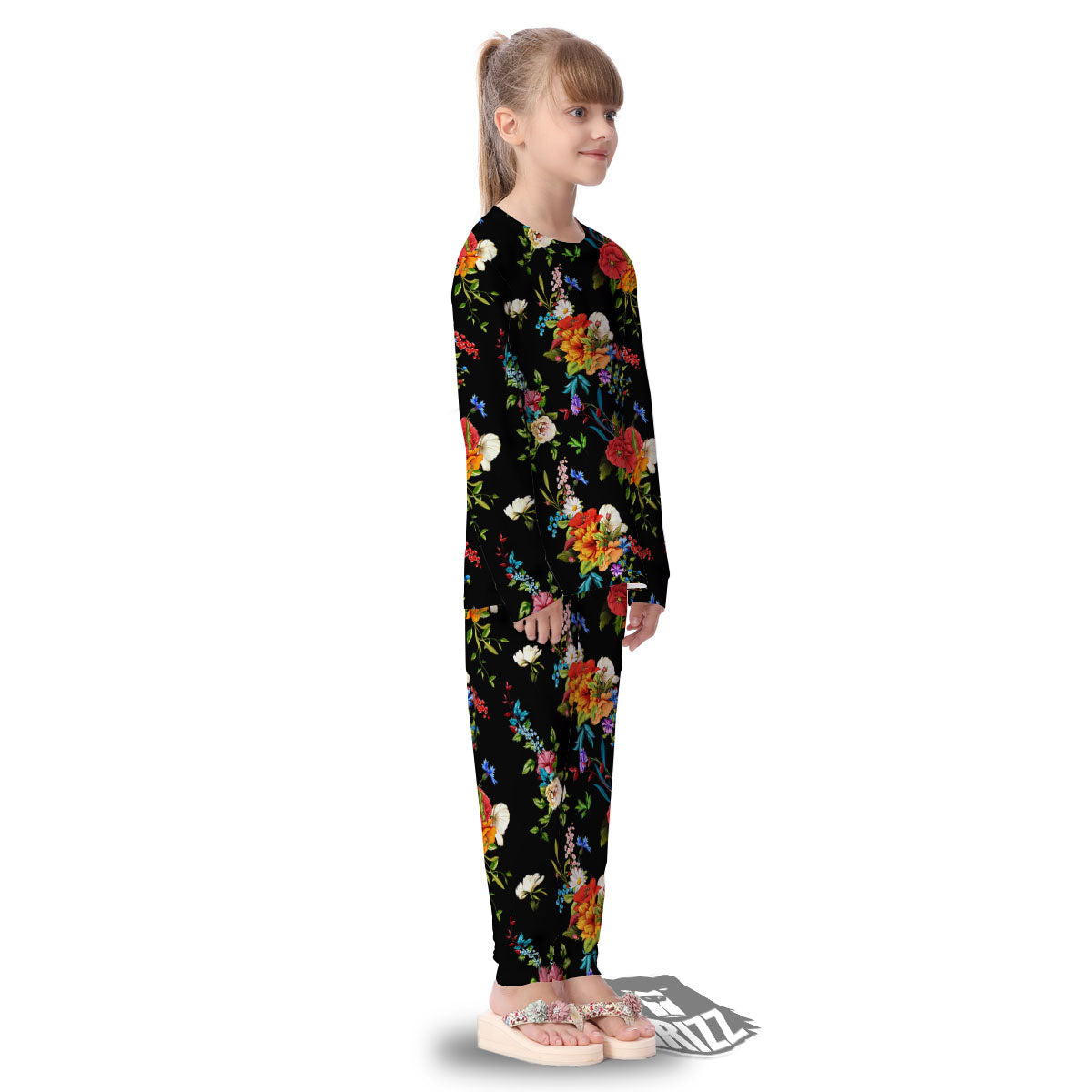 Chamomile And Poppy Print Pattern Kid's Pajamas-grizzshop
