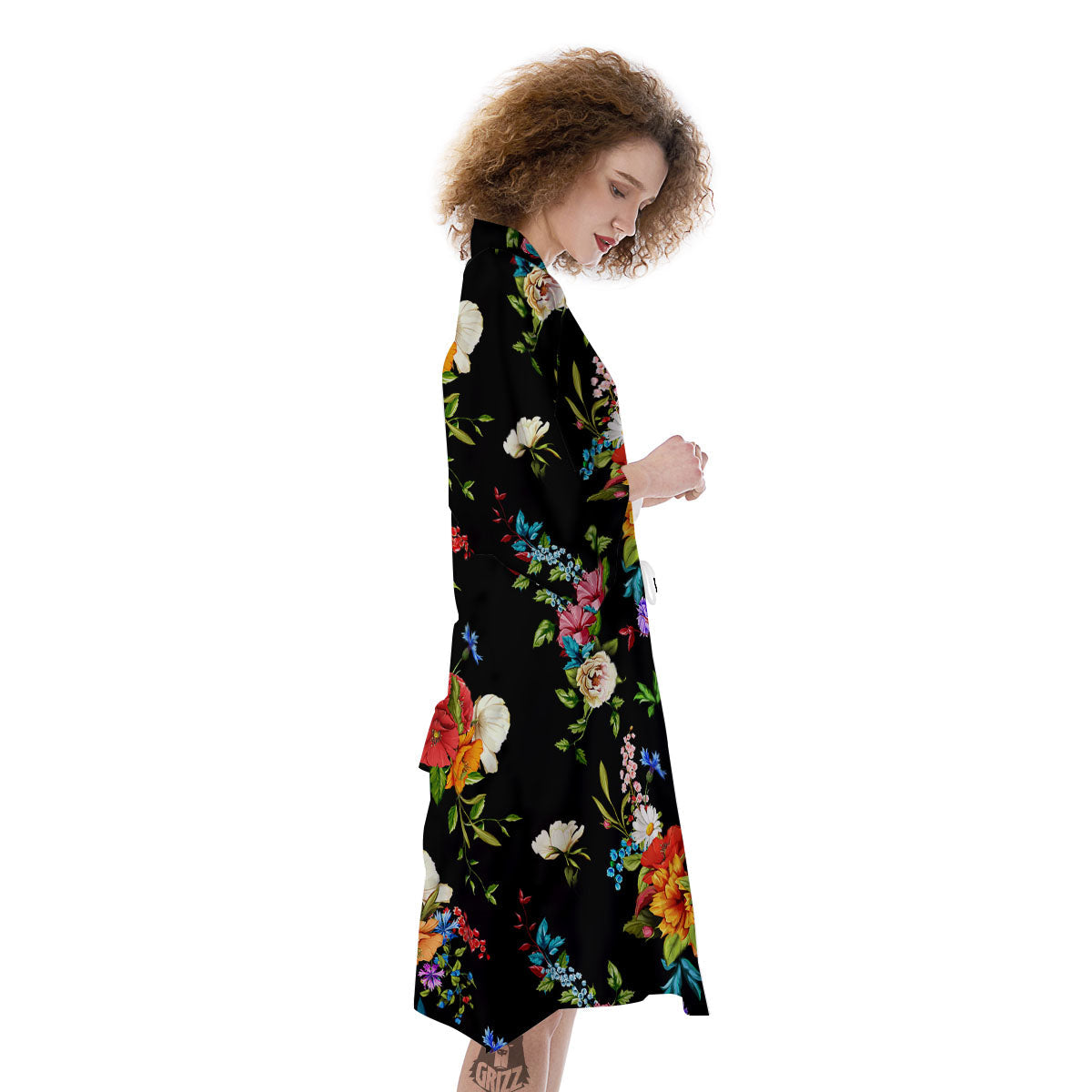 Chamomile And Poppy Print Pattern Kimono-grizzshop