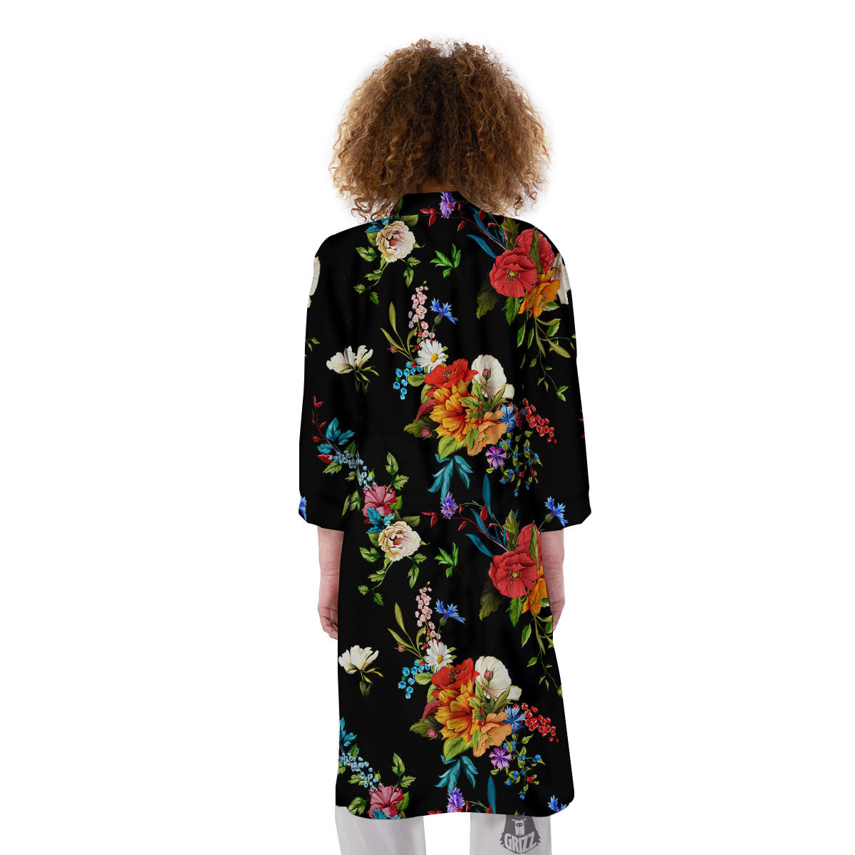 Chamomile And Poppy Print Pattern Kimono-grizzshop