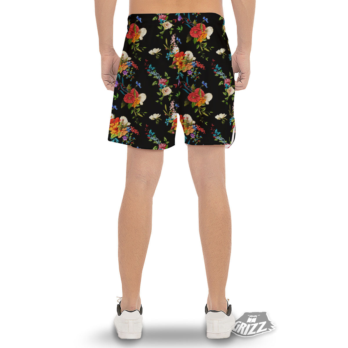 Chamomile And Poppy Print Pattern Men's Gym Shorts-grizzshop