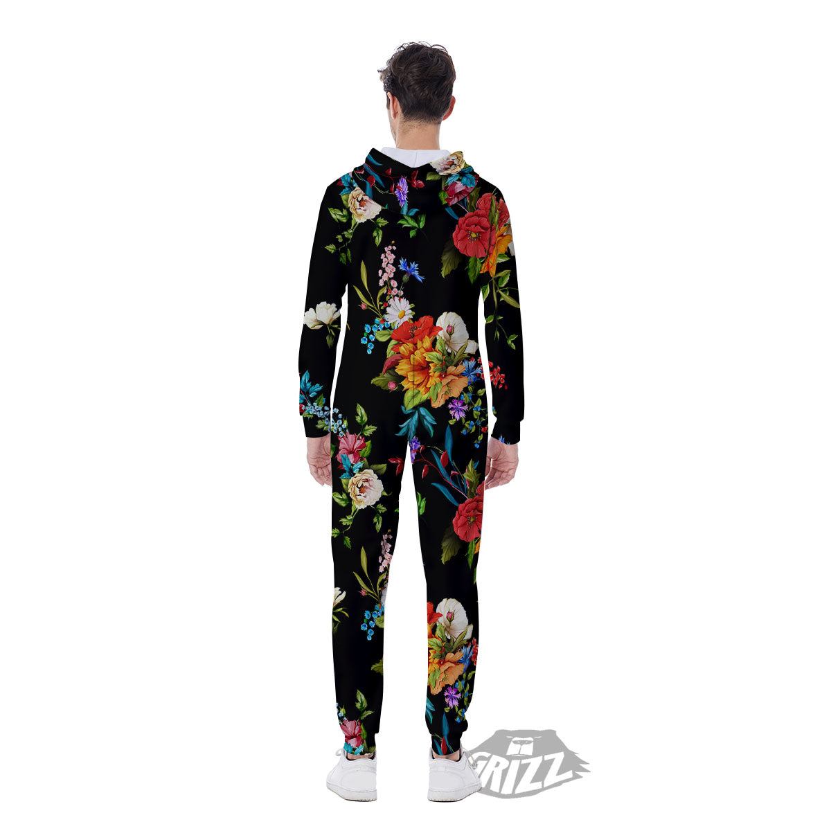 Chamomile And Poppy Print Pattern Men's Jumpsuit-grizzshop