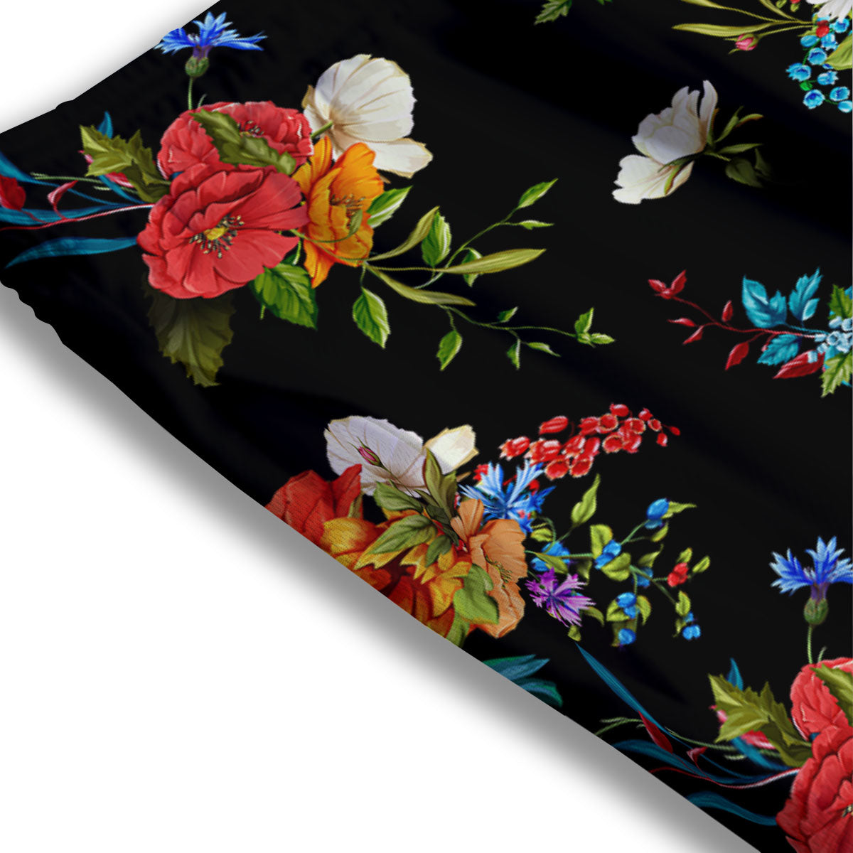 Chamomile And Poppy Print Pattern Mesh Shorts