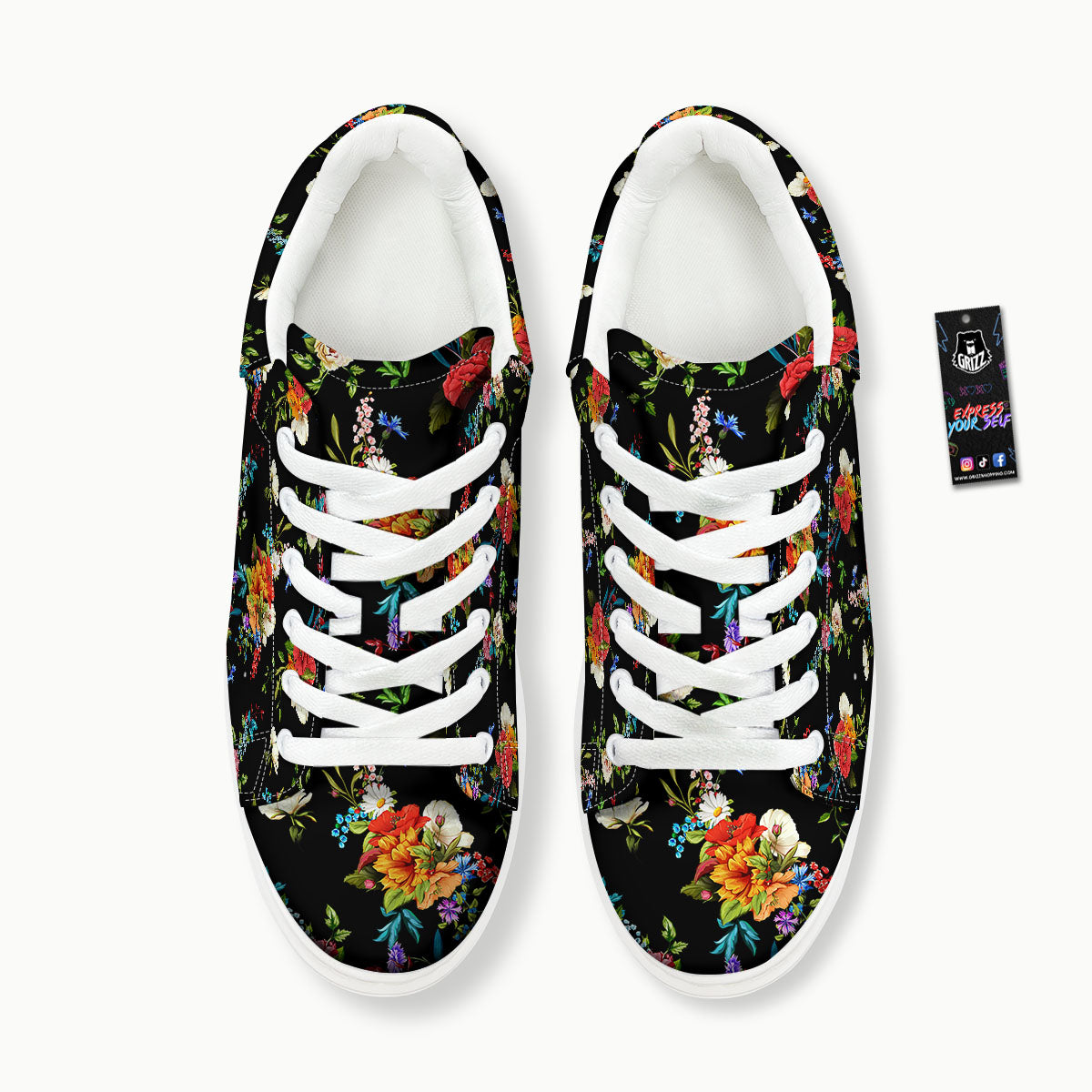 Chamomile And Poppy Print Pattern Platform Shoes-grizzshop