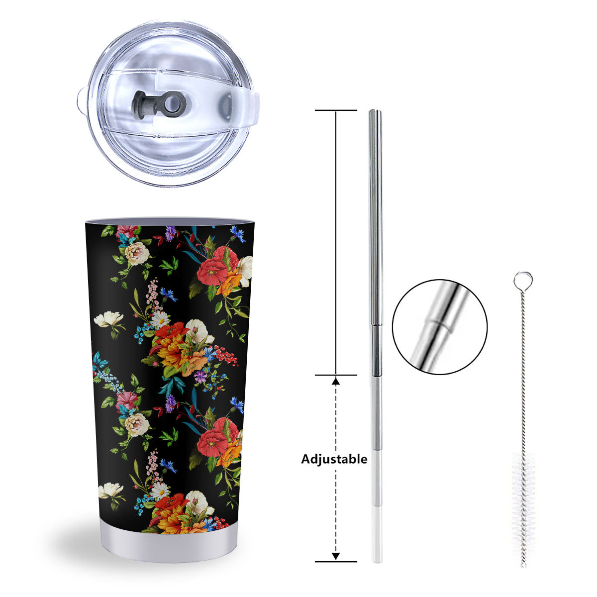 Chamomile And Poppy Print Pattern Tumbler-grizzshop
