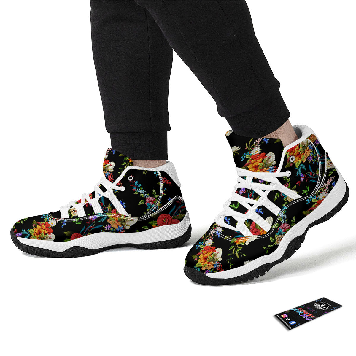 Chamomile And Poppy Print Pattern White Bball Shoes-grizzshop