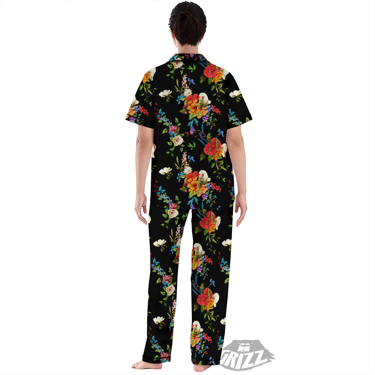 Chamomile And Poppy Print Pattern Women's Pajamas Set-grizzshop