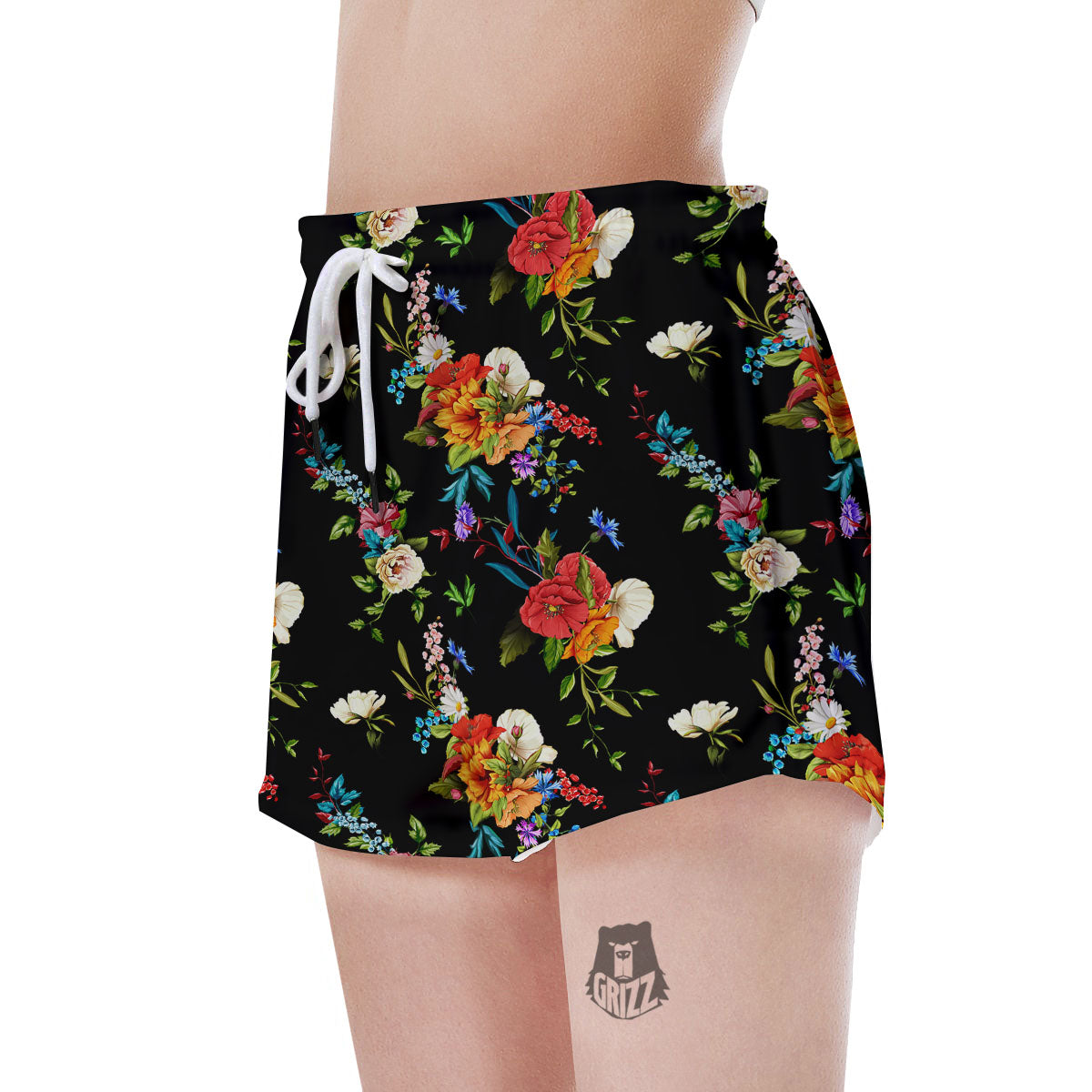 Chamomile And Poppy Print Pattern Women's Shorts-grizzshop