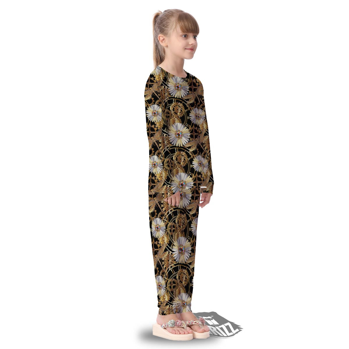 Chamomile Steampunk Print Pattern Kid's Pajamas-grizzshop