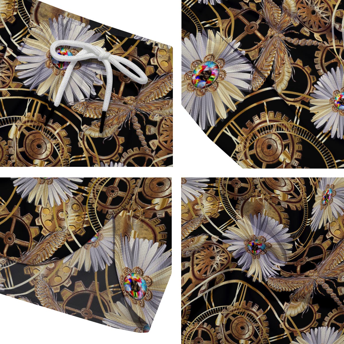 Chamomile Steampunk Print Pattern Men's Running Shorts-grizzshop
