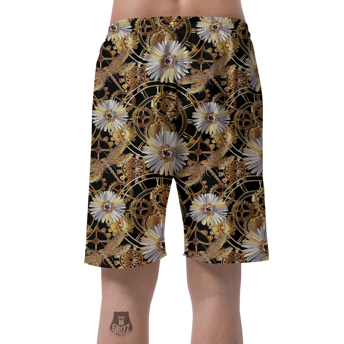 Chamomile Steampunk Print Pattern Men's Shorts-grizzshop