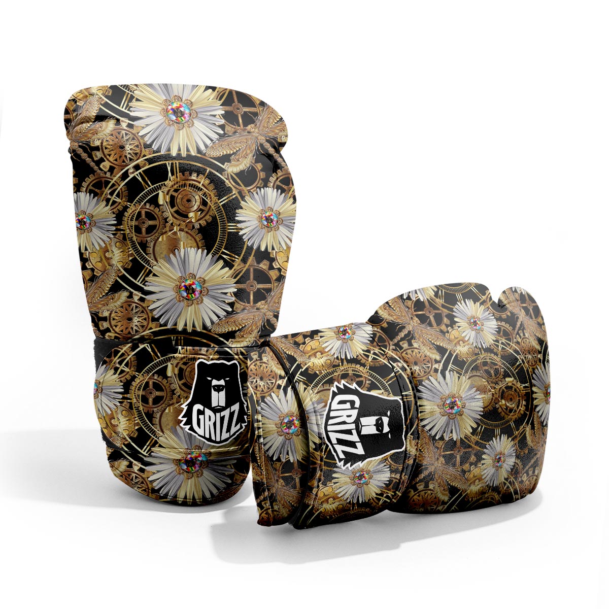 Chamomile Steampunk Print Pattern Pro Boxing Glove