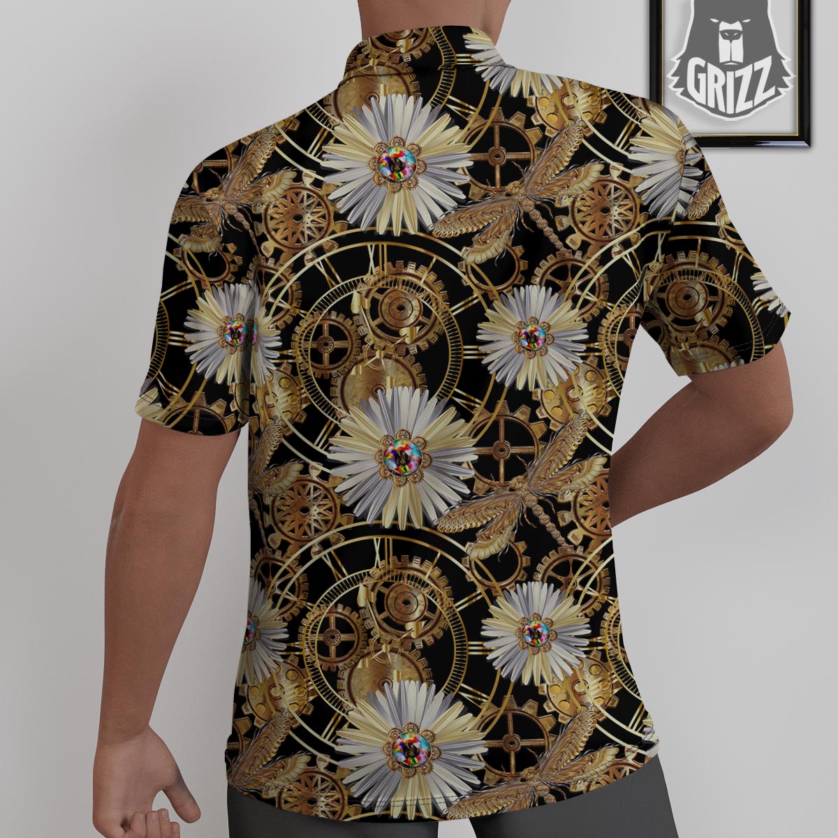 Chamomile Steampunk Print Pattern Untucked Shirts-grizzshop
