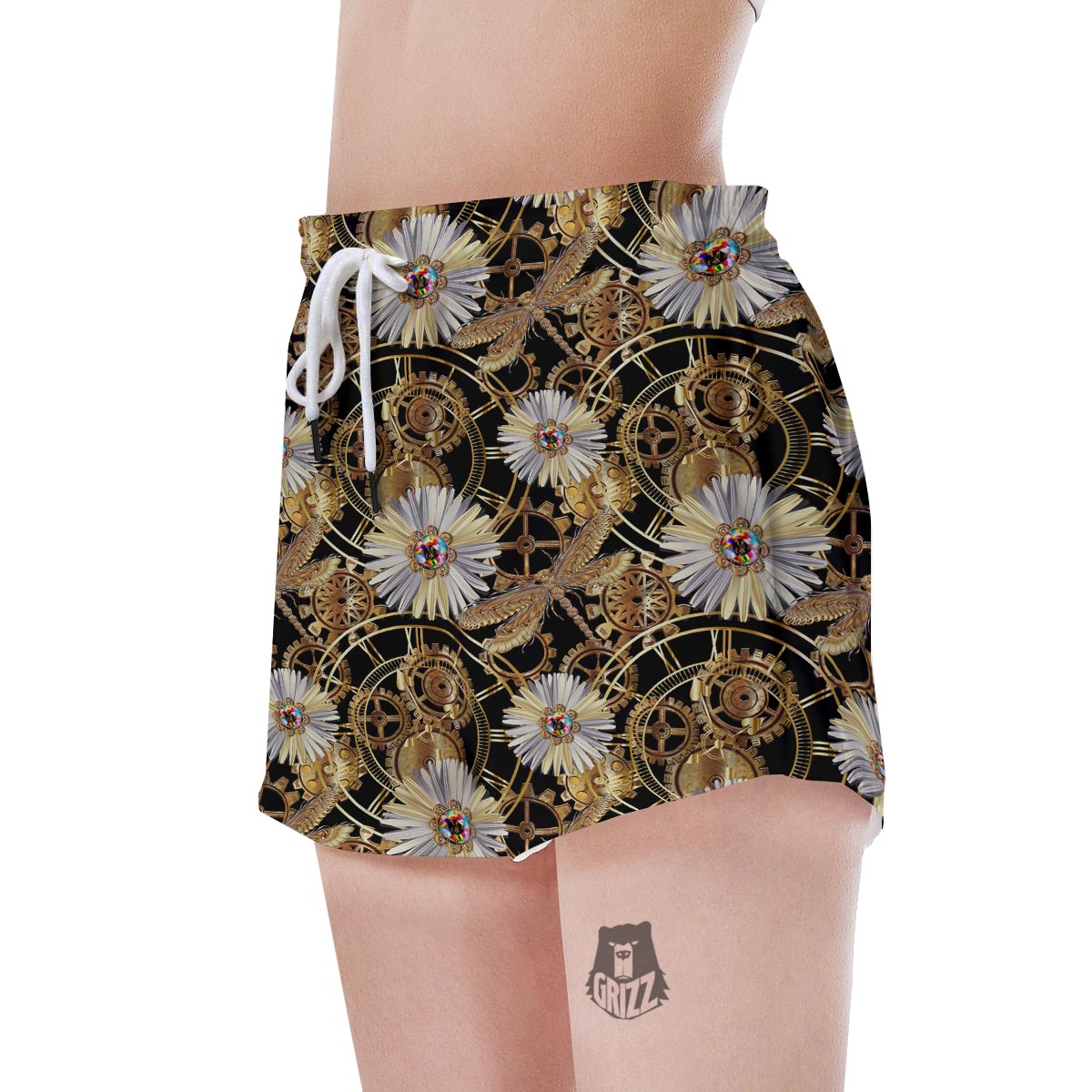 Chamomile Steampunk Print Pattern Women's Shorts-grizzshop