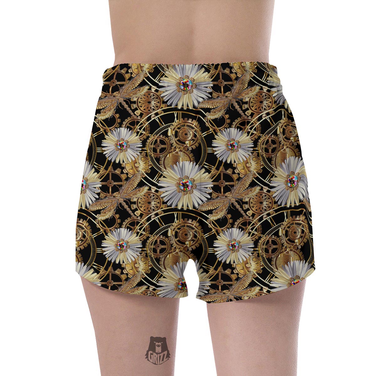 Chamomile Steampunk Print Pattern Women's Shorts-grizzshop