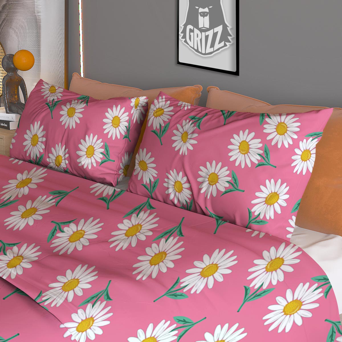 Chamomile Sunflower Print Pattern Duvet Cover Bedding Set