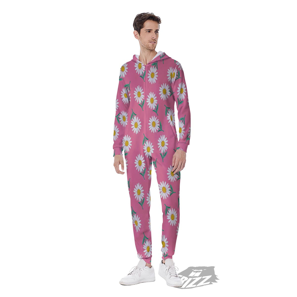 Chamomile Sunflower Print Pattern Men's Jumpsuit-grizzshop