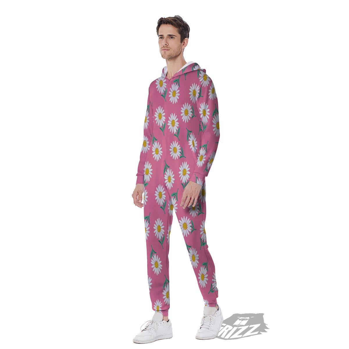 Chamomile Sunflower Print Pattern Men's Jumpsuit-grizzshop