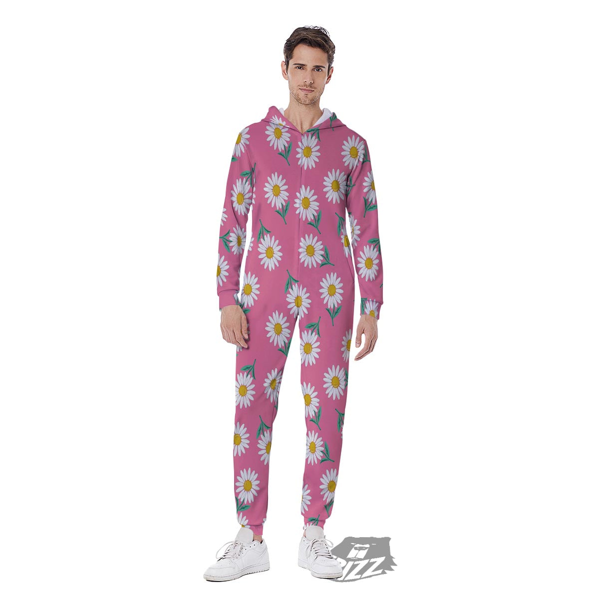 Chamomile Sunflower Print Pattern Men's Jumpsuit-grizzshop