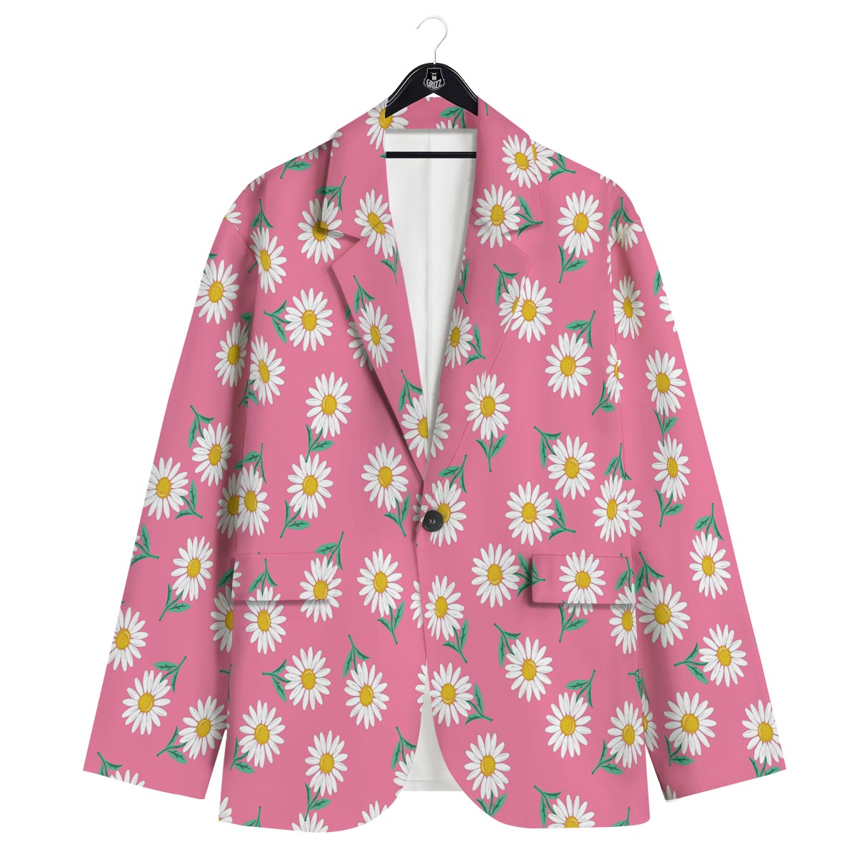 Chamomile Sunflower Print Pattern Men's Sport Coat-grizzshop