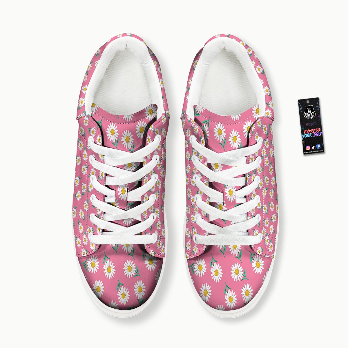 Chamomile Sunflower Print Pattern Platform Shoes-grizzshop