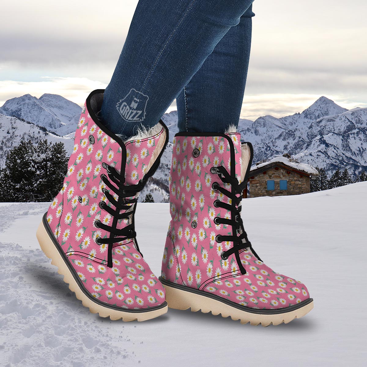 Chamomile Sunflower Print Pattern Snow Boots-grizzshop