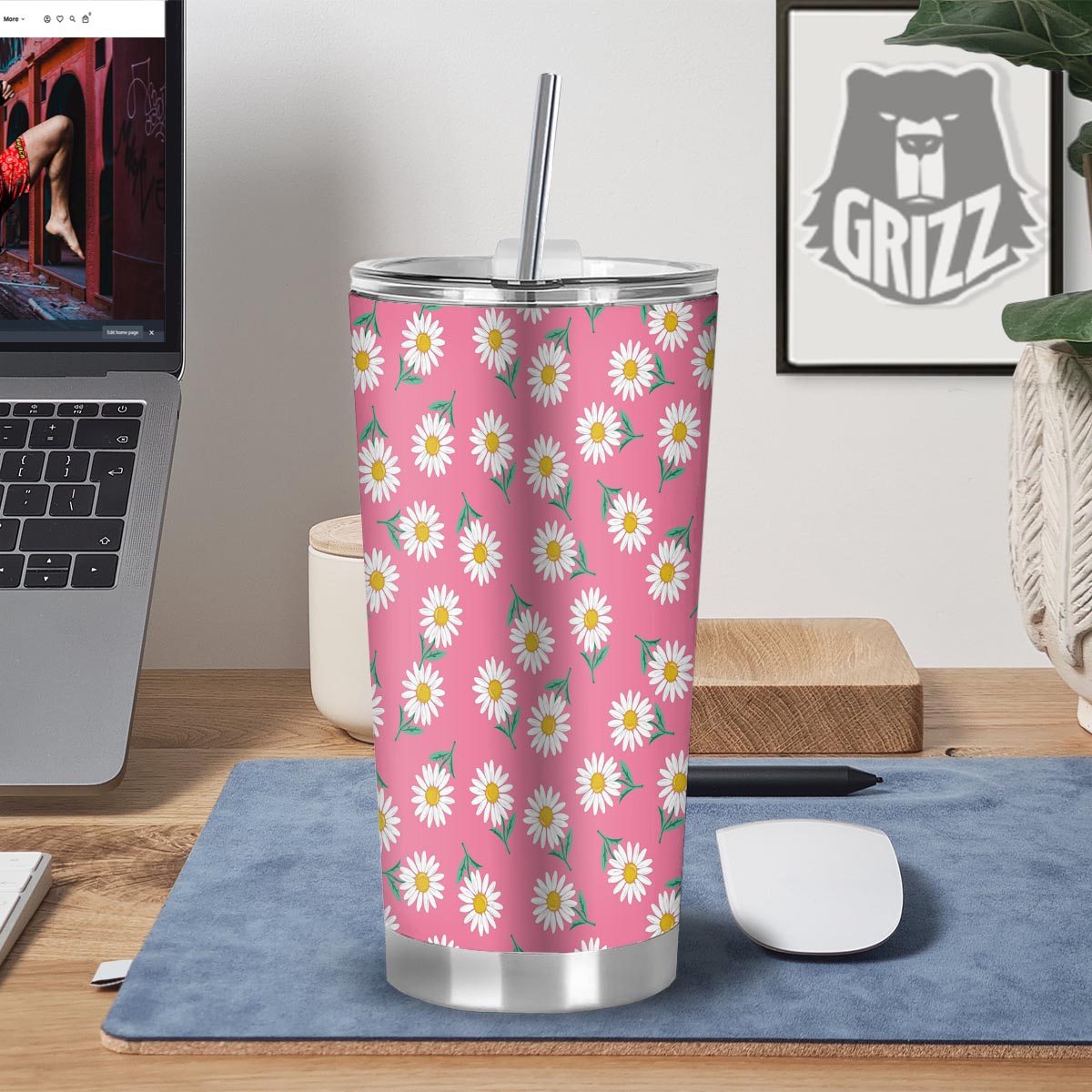 Chamomile Sunflower Print Pattern Tumbler-grizzshop