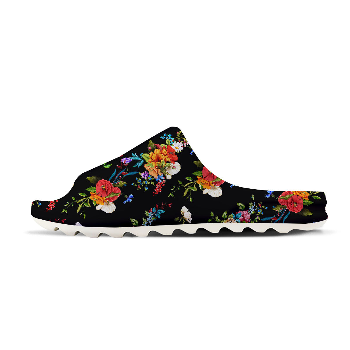 Chamomile And Poppy Print Pattern Sandals-grizzshop