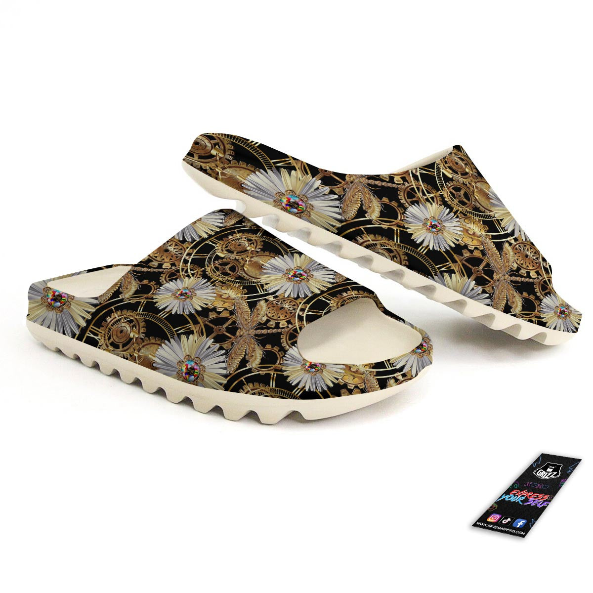 Chamomile Steampunk Print Pattern Sandals-grizzshop