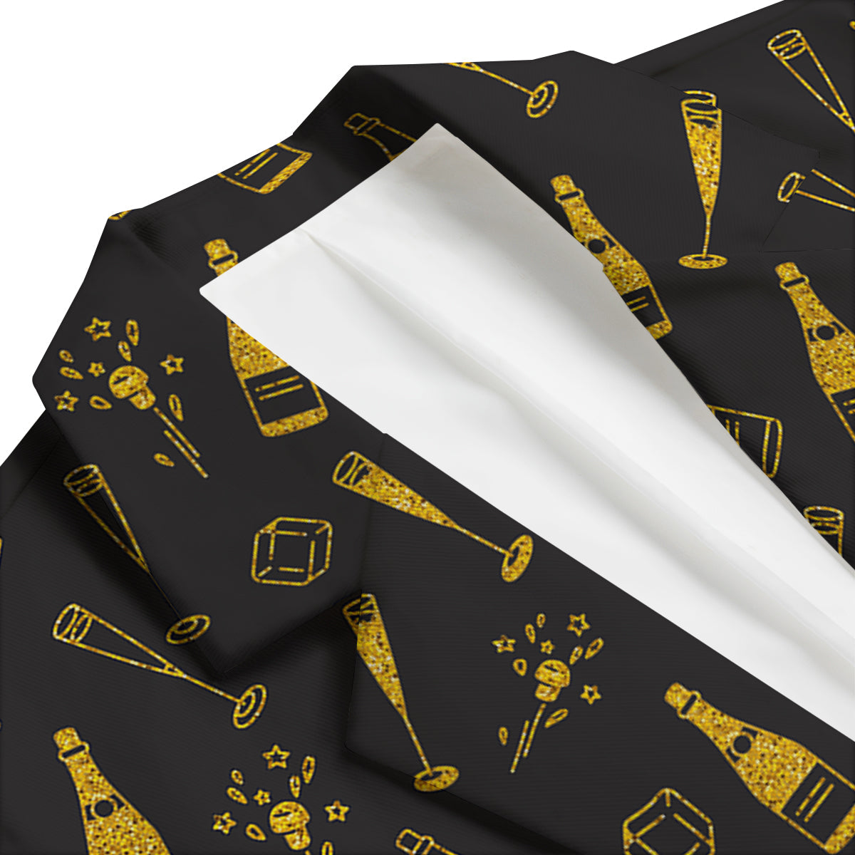 Champagne Gold Glitter Pattern Print Men's Blazer-grizzshop