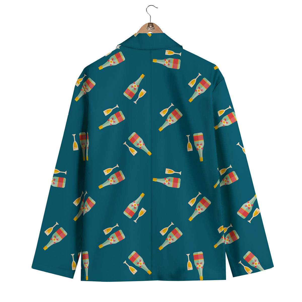Champagne Print Pattern Men's Blazer-grizzshop