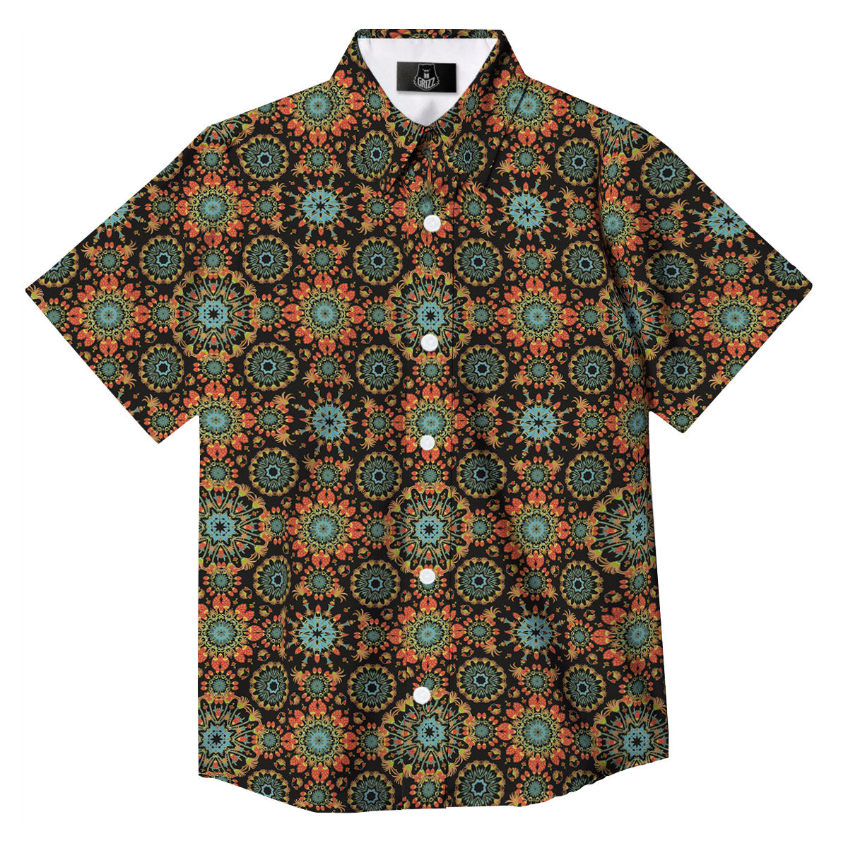 Chaotic Boho Print Pattern Button Up Shirt-grizzshop