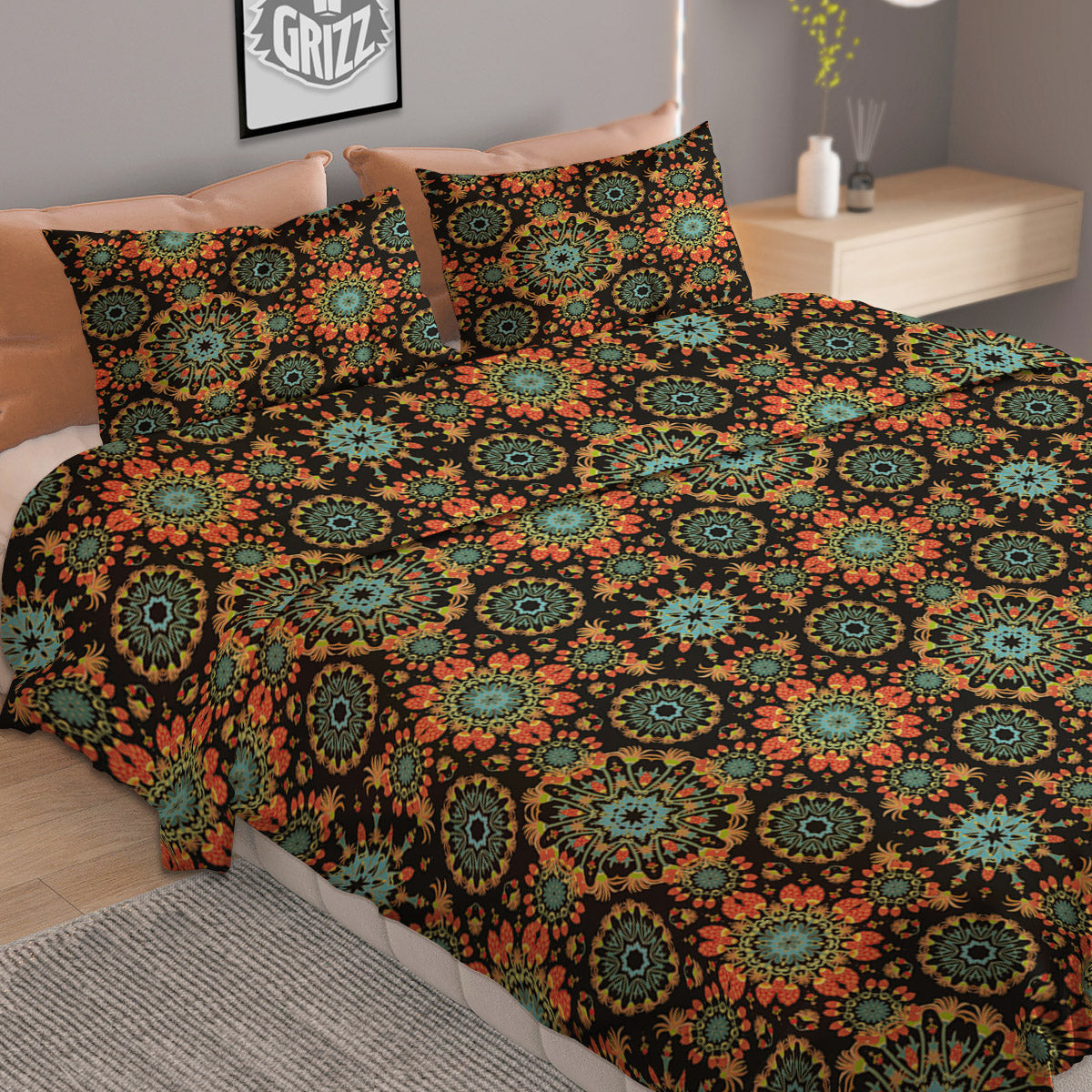 Chaotic Boho Print Pattern Duvet Cover Bedding Set-grizzshop