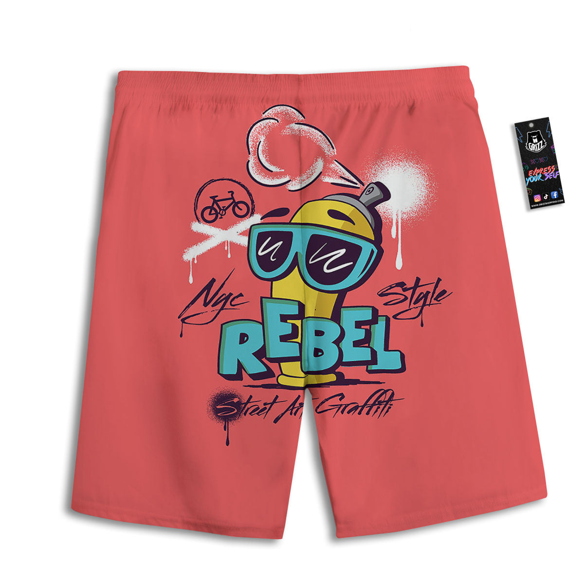 Cancer Breast Little Ribbon Print Men's Athletic Shorts