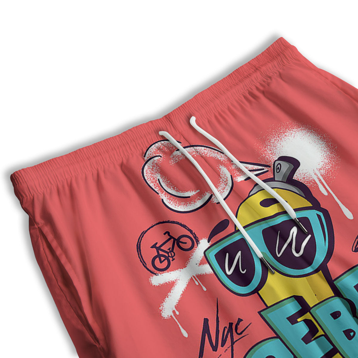 Cancer Breast Little Ribbon Print Men's Athletic Shorts