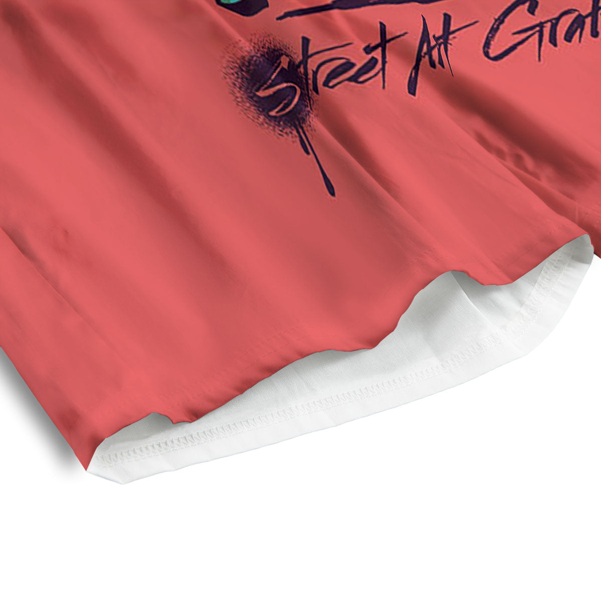 Cancer Breast Little Ribbon Print Men's Athletic Shorts