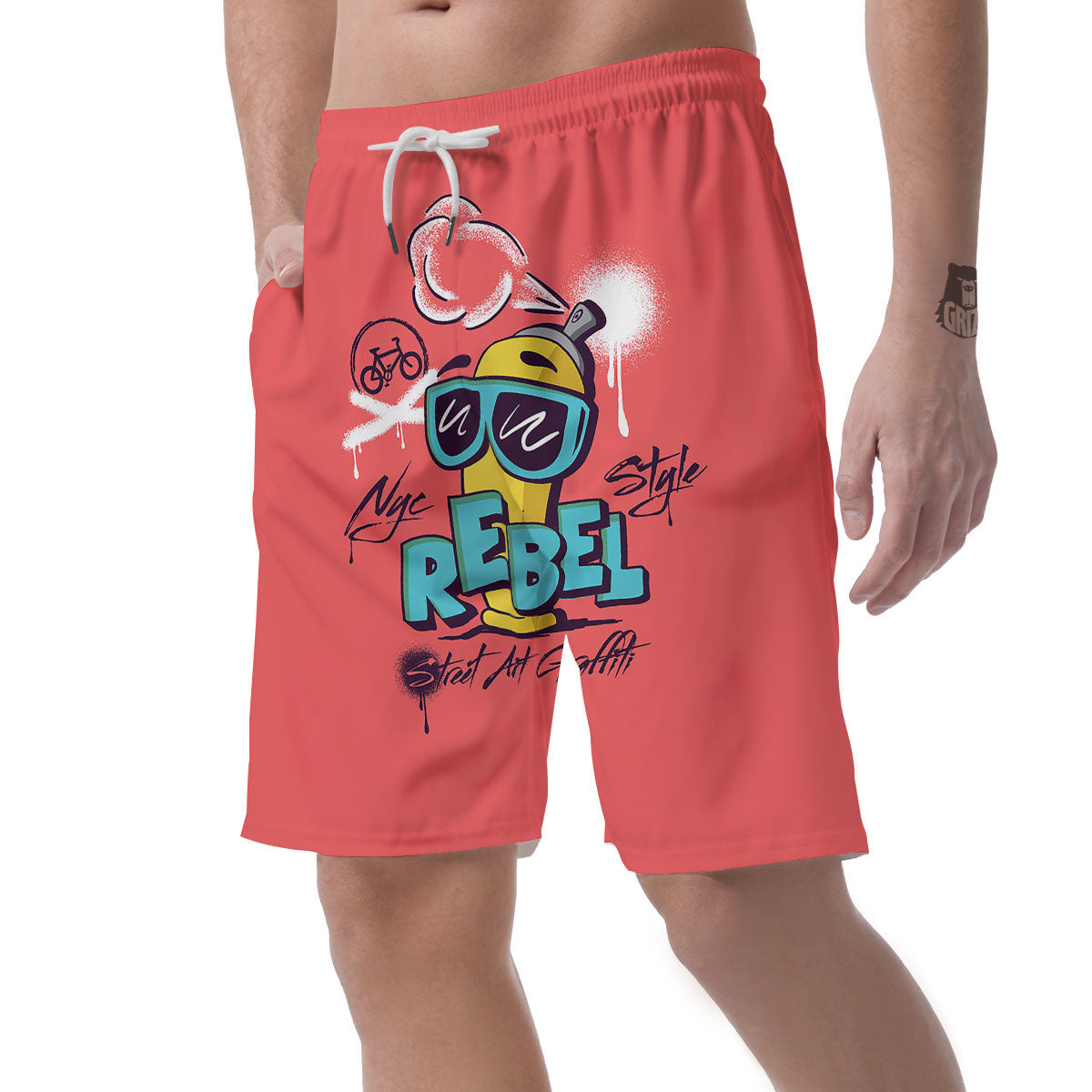 Characters Graffiti Cartoon Print Men's Shorts-grizzshop