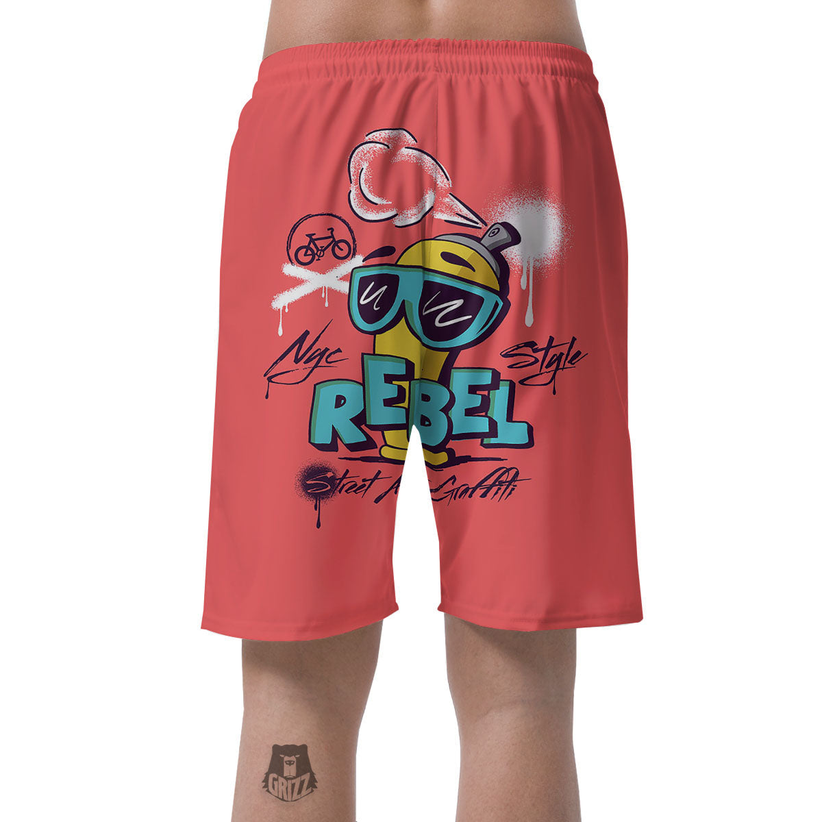 Characters Graffiti Cartoon Print Men's Shorts-grizzshop