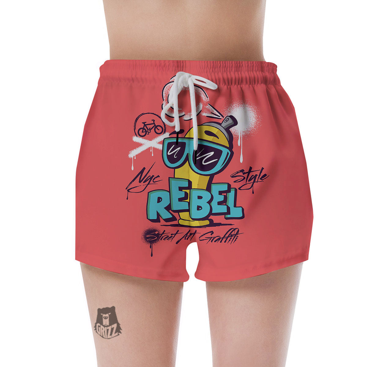 Characters Graffiti Cartoon Print Women's Shorts-grizzshop